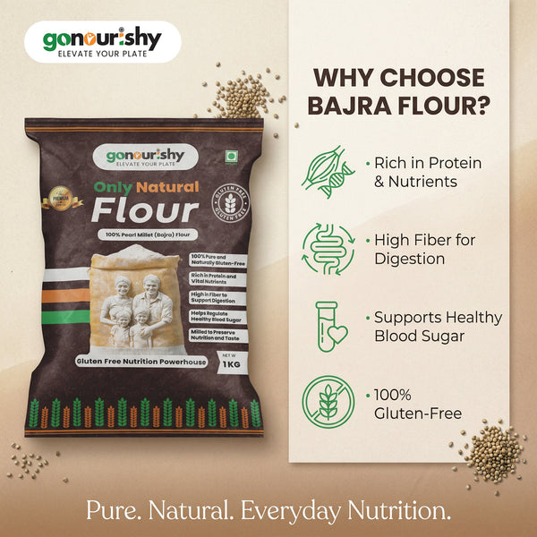 100% Bajra (Pearl Millet) Flour – 1 Kg (Gluten Free) - Flour - gonourishy estore