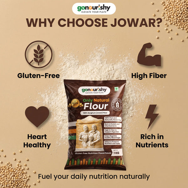 100% Jowar Flour – 1 Kg (Gluten Free) - Flour - gonourishy estore