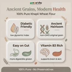 100% Khapli (Emmer) Wheat Flour – 1 Kg - Flour - gonourishy estore