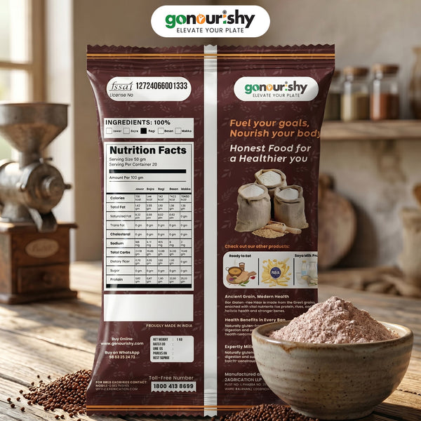 100% Pure Ragi Flour – 1 Kg (Gluten Free) - Flour - gonourishy estore