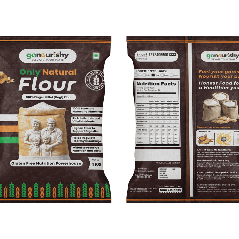 100% Pure Ragi Flour – 1 Kg (Gluten Free) - Flour - gonourishy estore