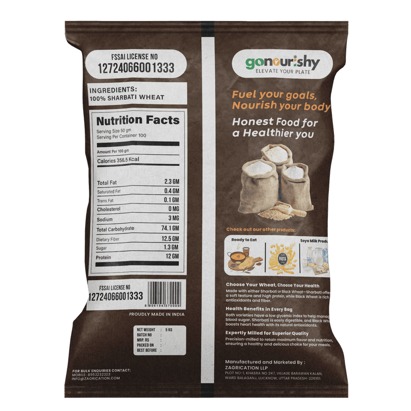 100% Sharbati Flour – 5 Kg - Flour - gonourishy estore
