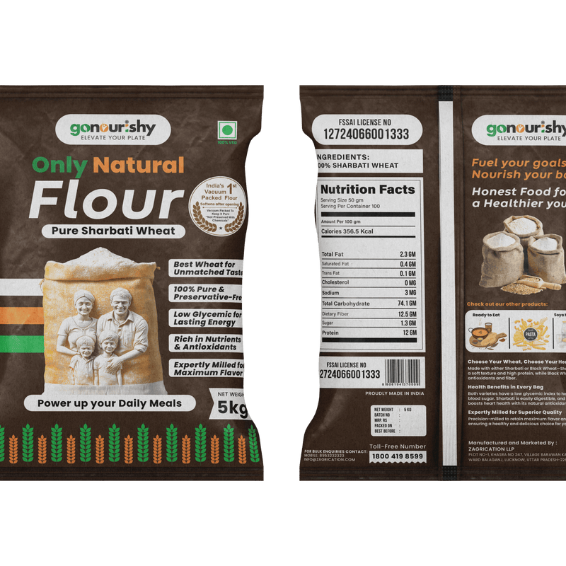 100% Sharbati Flour – 5 Kg - Flour - gonourishy estore