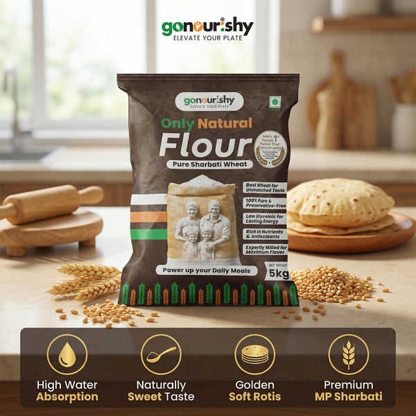 100% Sharbati Flour – 5 Kg - Flour - gonourishy estore