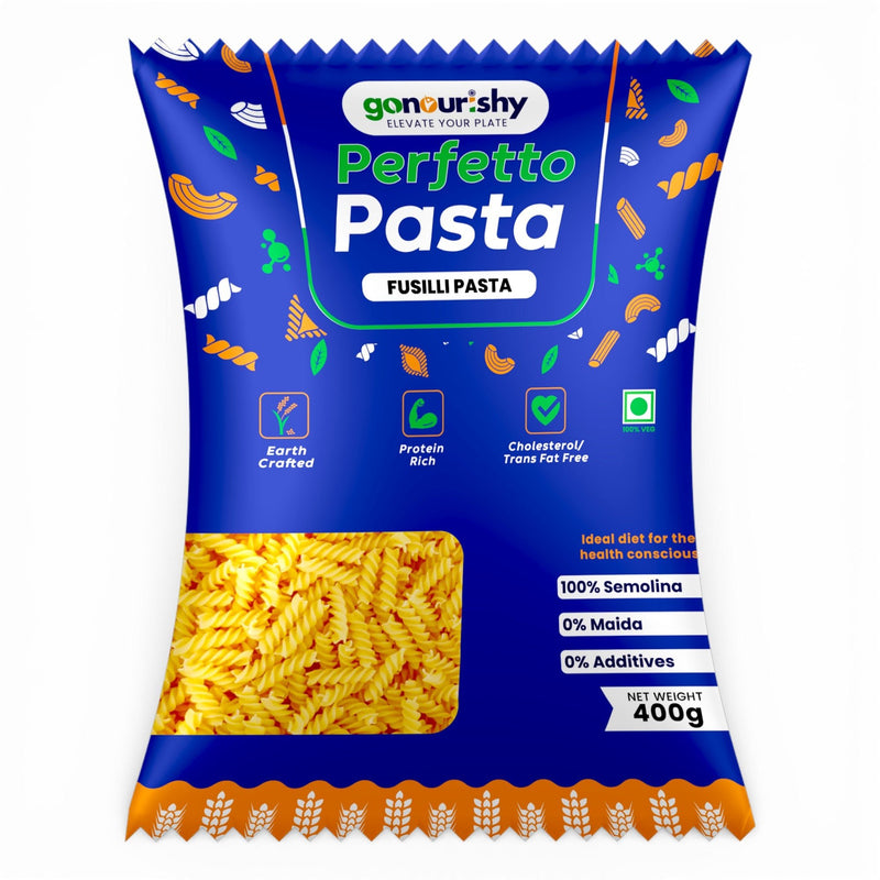 100% Sooji Fusilli Pasta – 400 gm - 100% Sooji - gonourishy estore