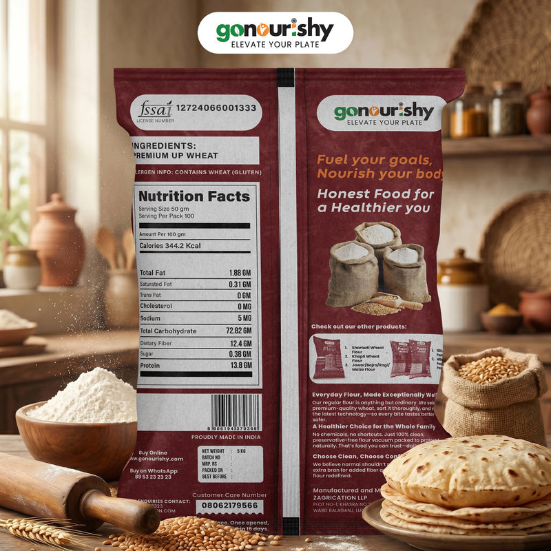 100% Whole Wheat Flour – 5 Kg - Flour - gonourishy estore