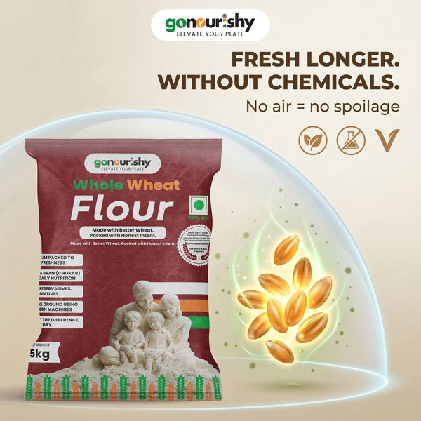 100% Whole Wheat Flour – 5 Kg - Flour - gonourishy estore