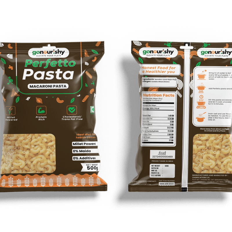 Millet Powered Macaroni Pasta – 500 gm - Millet Powered - gonourishy estore
