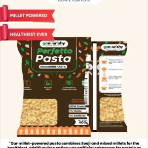 gonourishy 100% sooji pasta macaroni shaped with healthy millets product image plain backdrop